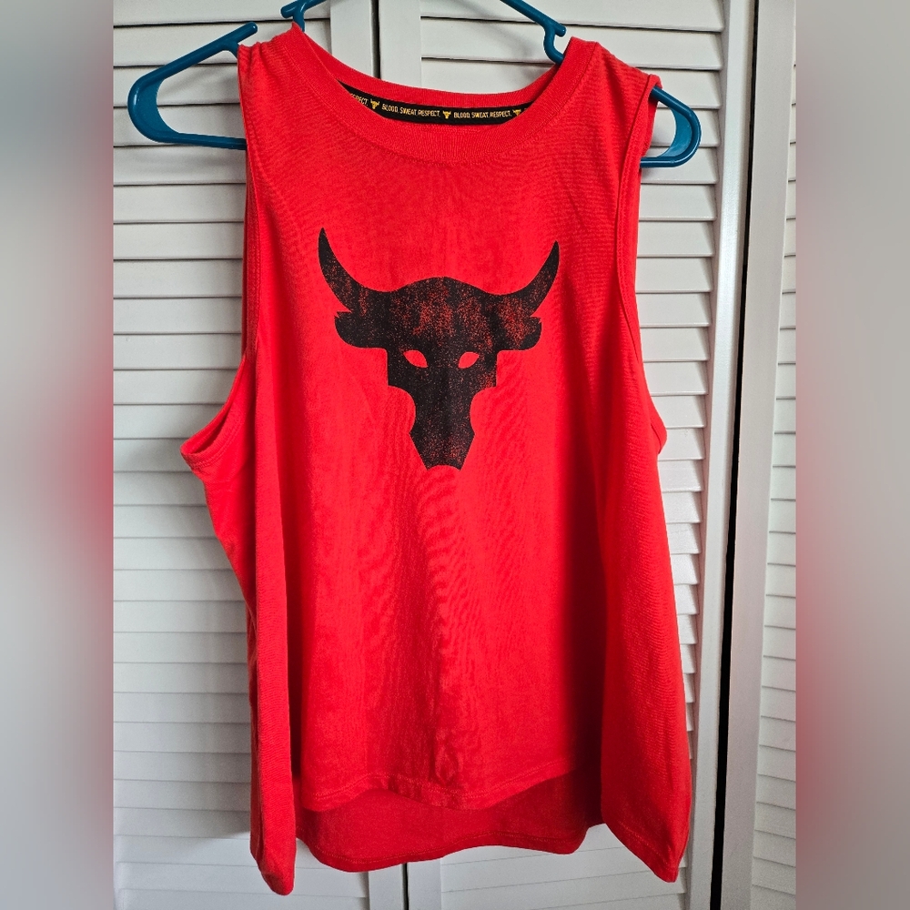 Under Armour Red HeatGear Tank with Bull Logo